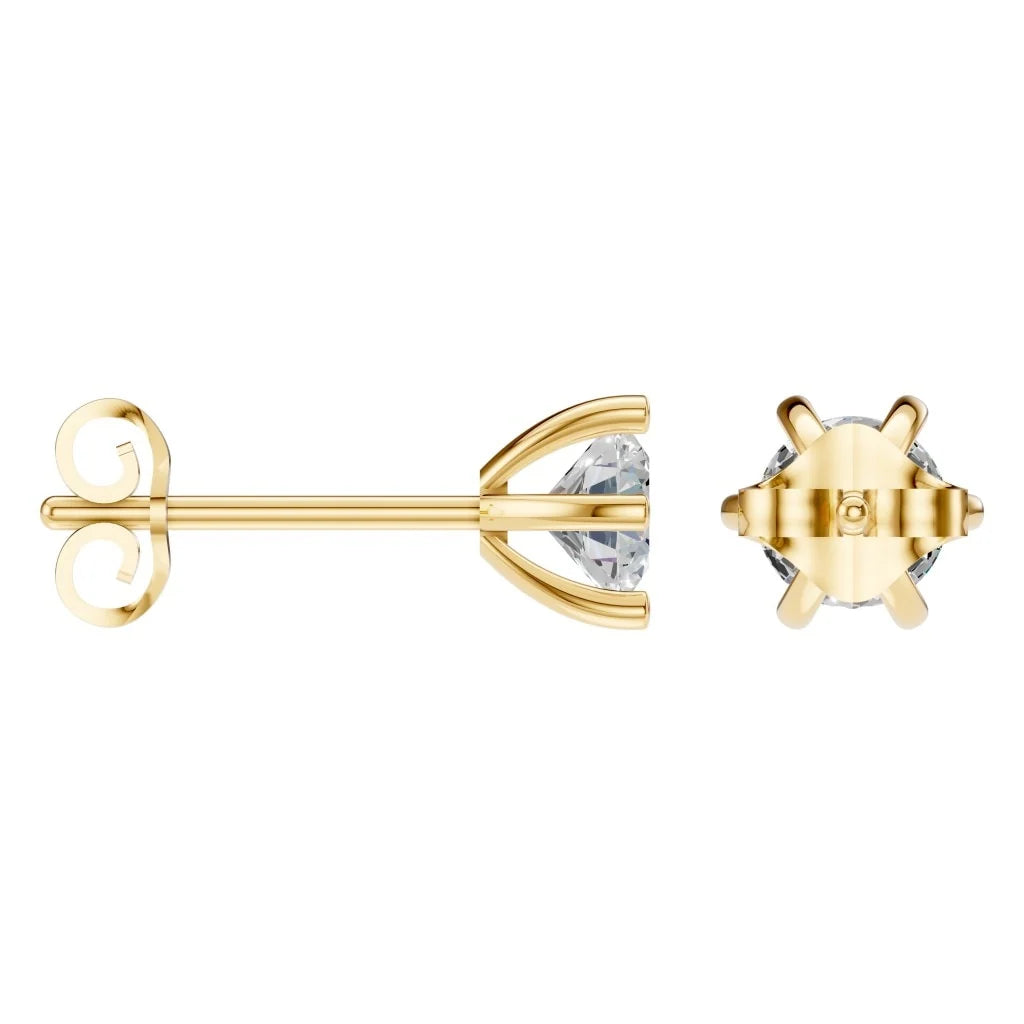 Round Lab Diamond Solitaire Stud Earrings – ca. 1 ct | Gelbgold