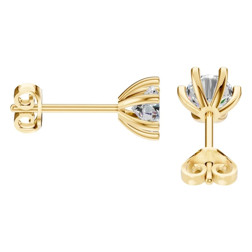 Round Lab Diamond Solitaire Stud Earrings – ca. 1 ct | Gelbgold