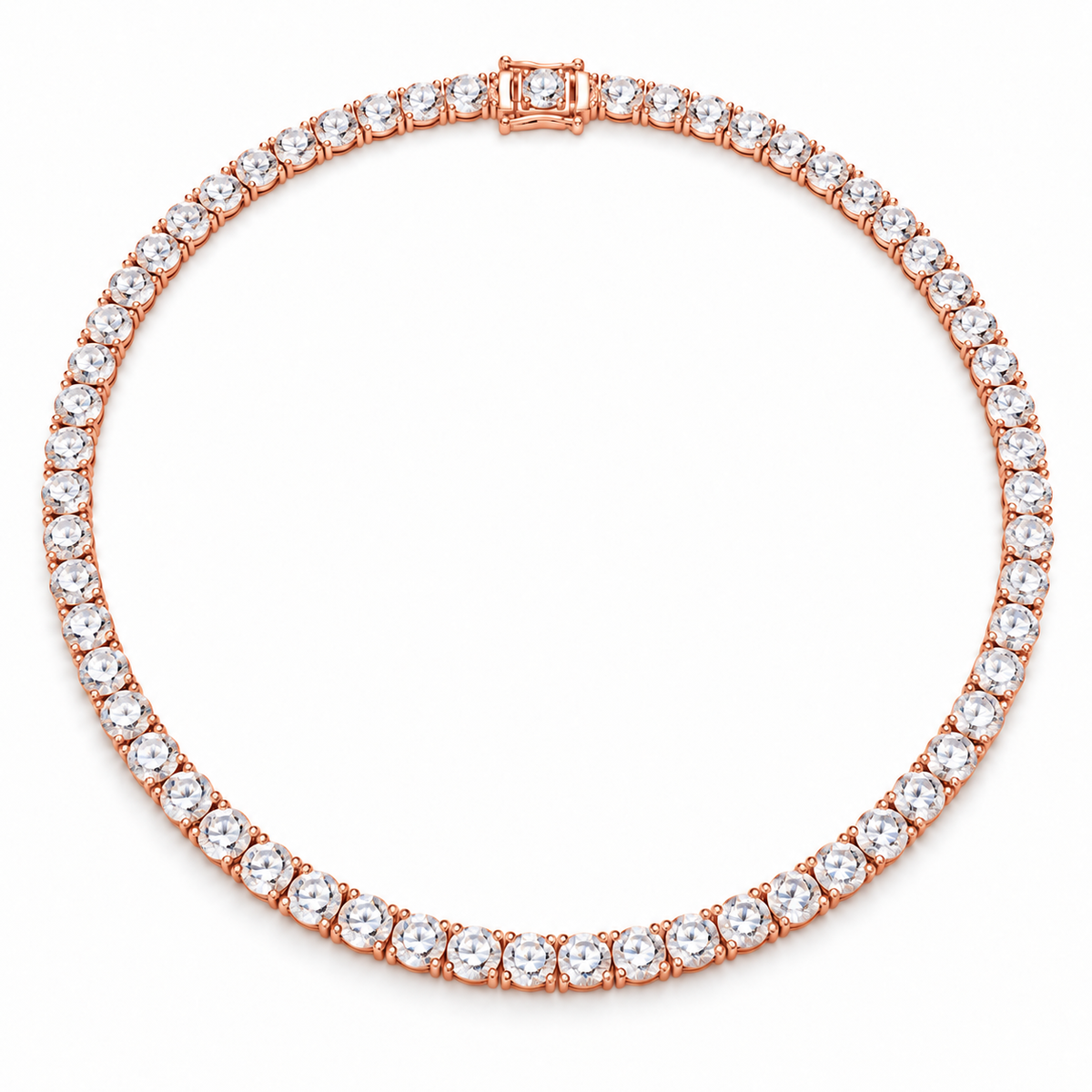 Moissanite classique - Chaîne tennis en or rose