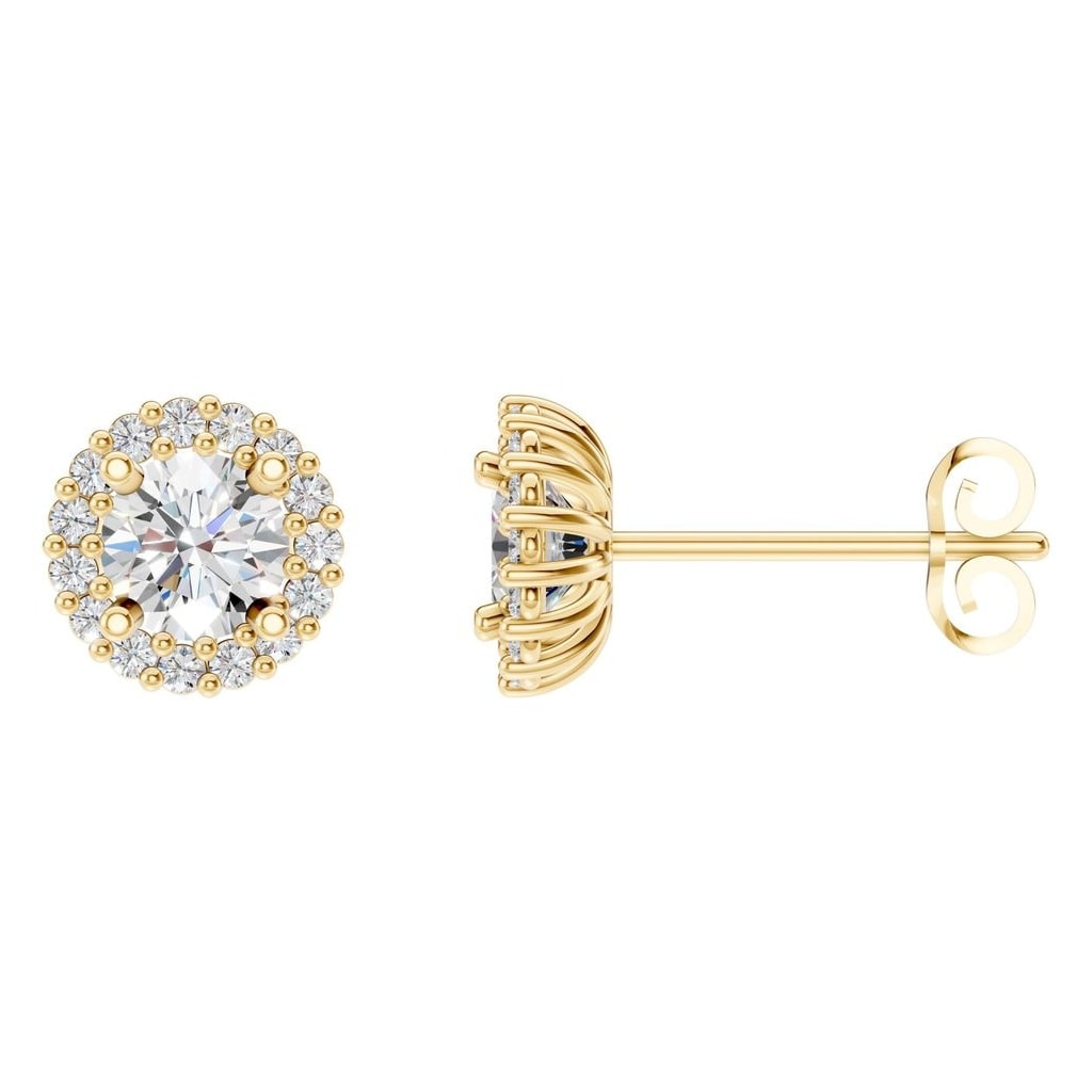 Lab-Diamond Halo-Ohrringe – Rund | EA-0688 – Designansicht