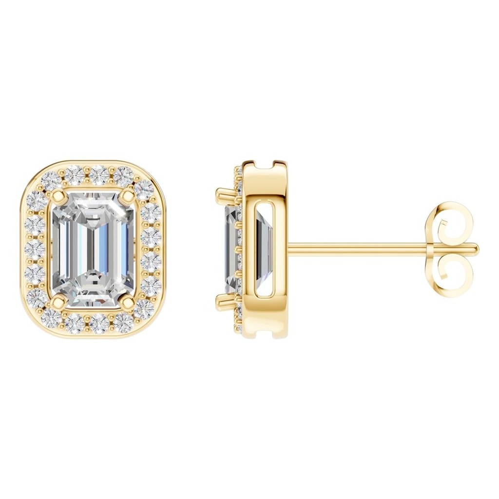 Lab-Diamond Halo-Ohrringe – Emerald | EA-3305 – Designansicht