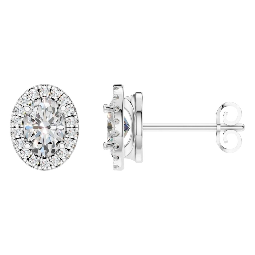 Lab-Diamond Halo-Ohrringe – Oval | EA-5063 – Designansicht