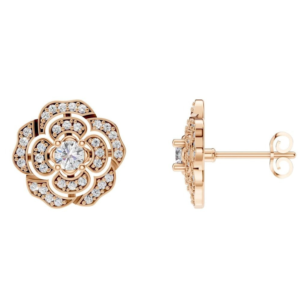 Lab-Diamond Halo-Ohrringe – Rund | EA-5990 – Designansicht