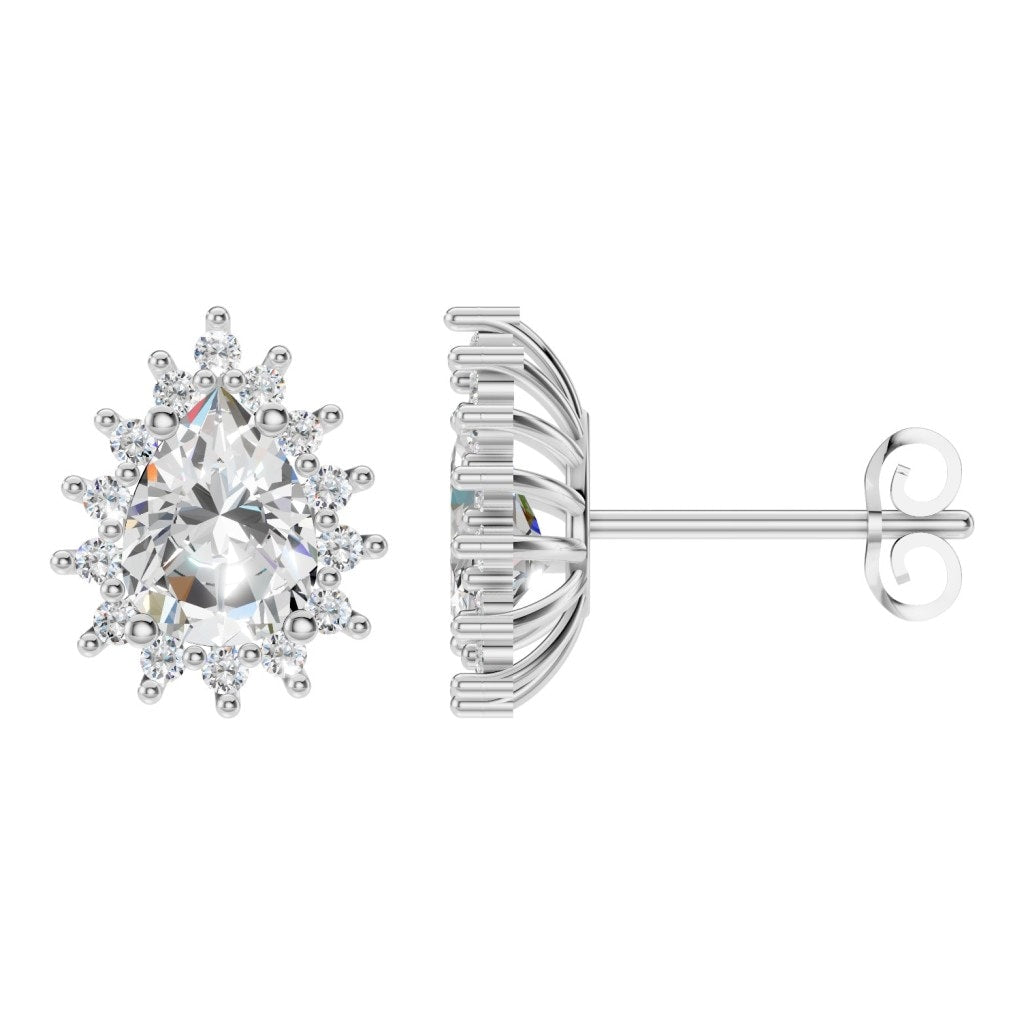 Lab-Diamond Halo-Ohrringe – Tropfen | EA-8106 – Designansicht