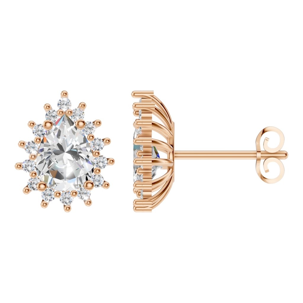 Lab-Diamond Halo-Ohrringe – Tropfen | EA-8106 – Designansicht