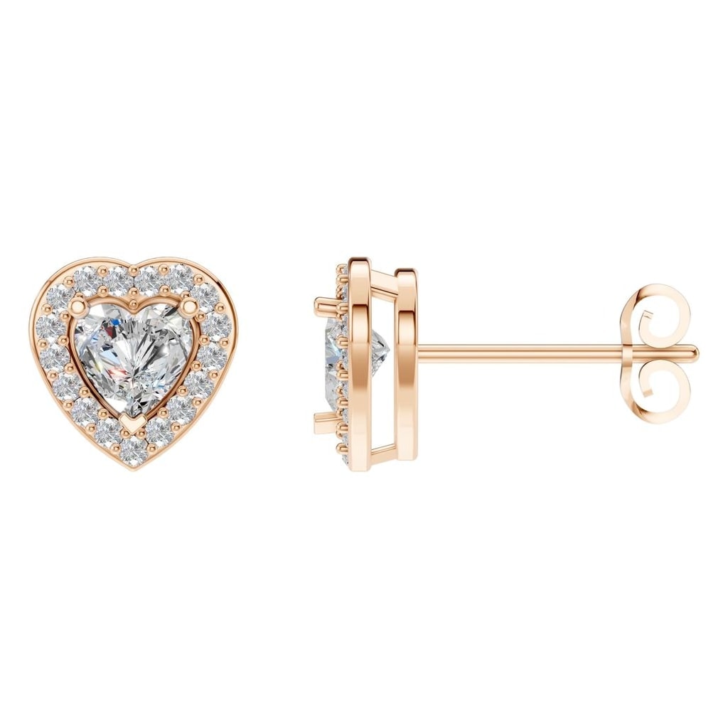 Lab-Diamond Halo-Ohrringe – Herz | EA-8558 – Designansicht