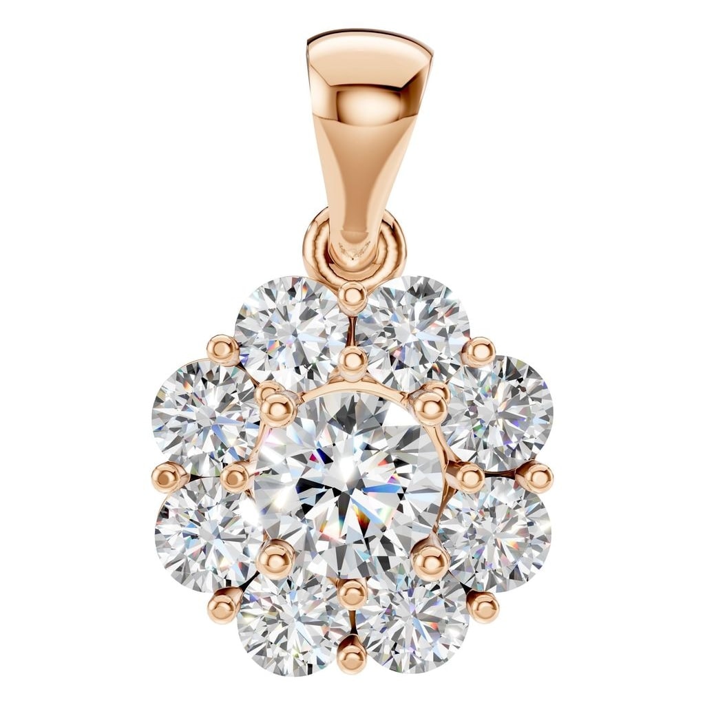 THE ZIOR PE-0223 Round Cluster – Roségold mit Diamantbesatz