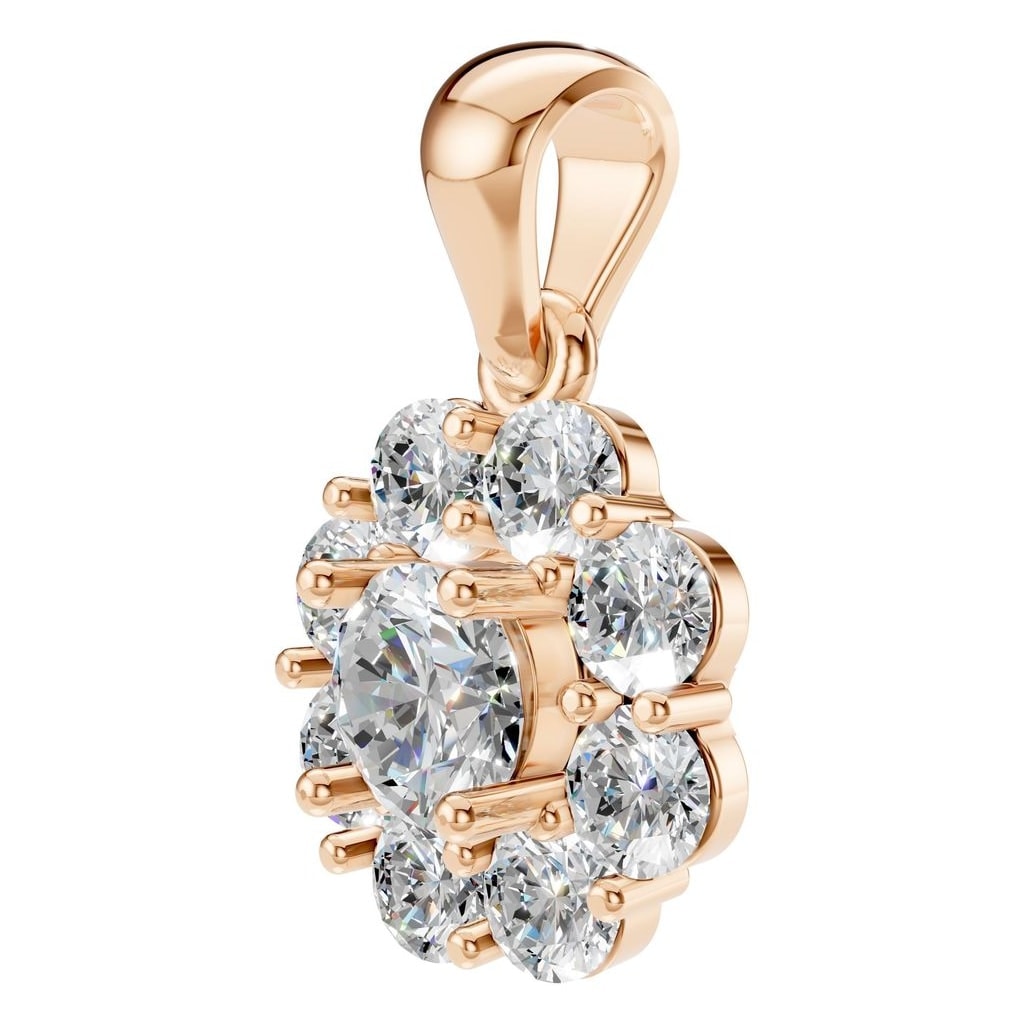 THE ZIOR PE-0223 Round Cluster – Roségold mit Diamantbesatz