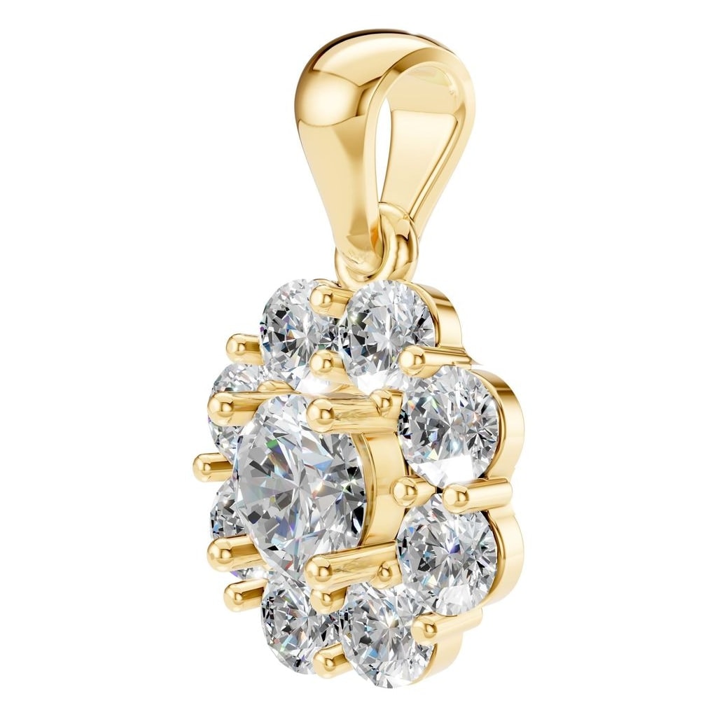 THE ZIOR PE-0223 Round Cluster – Gelbgold mit Diamantbesatz