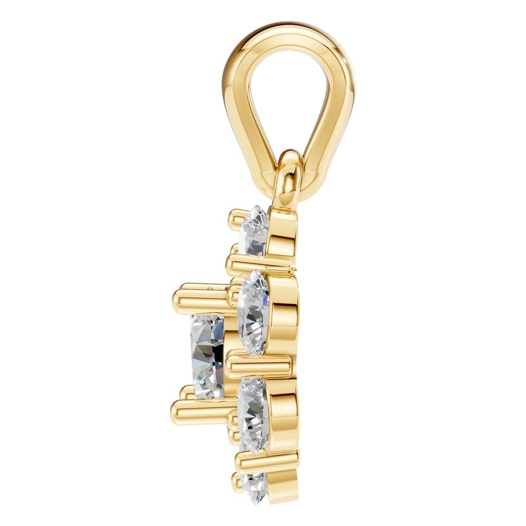 THE ZIOR PE-0223 Round Cluster – Gelbgold mit Diamantbesatz