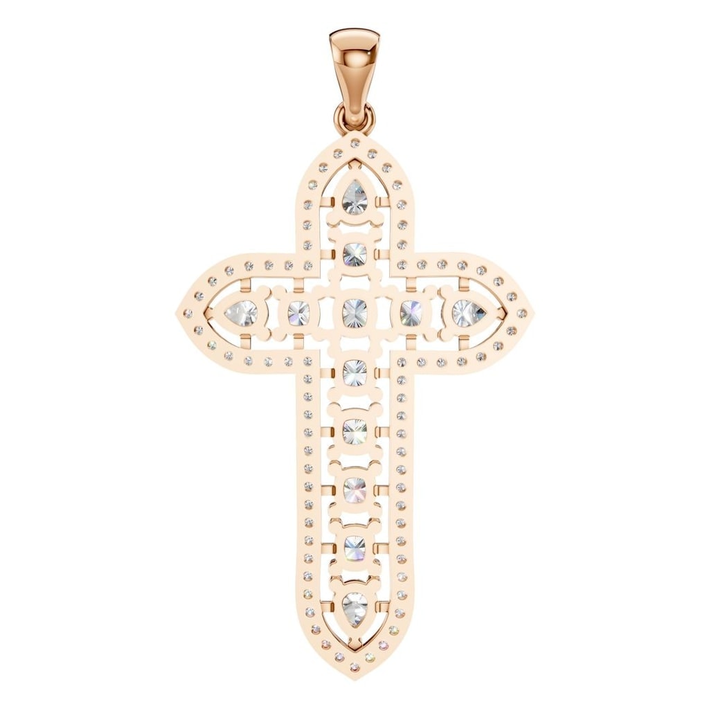THE ZIOR PE-0644 Cushion Cross – Roségold mit Diamantbesatz