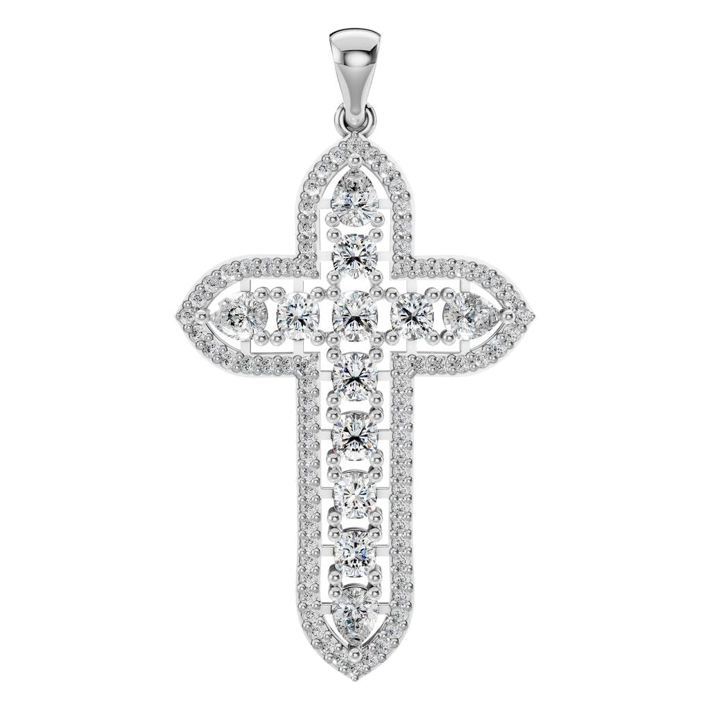 THE ZIOR PE-0644 Cushion Cross – Weißgold mit Diamantbesatz
