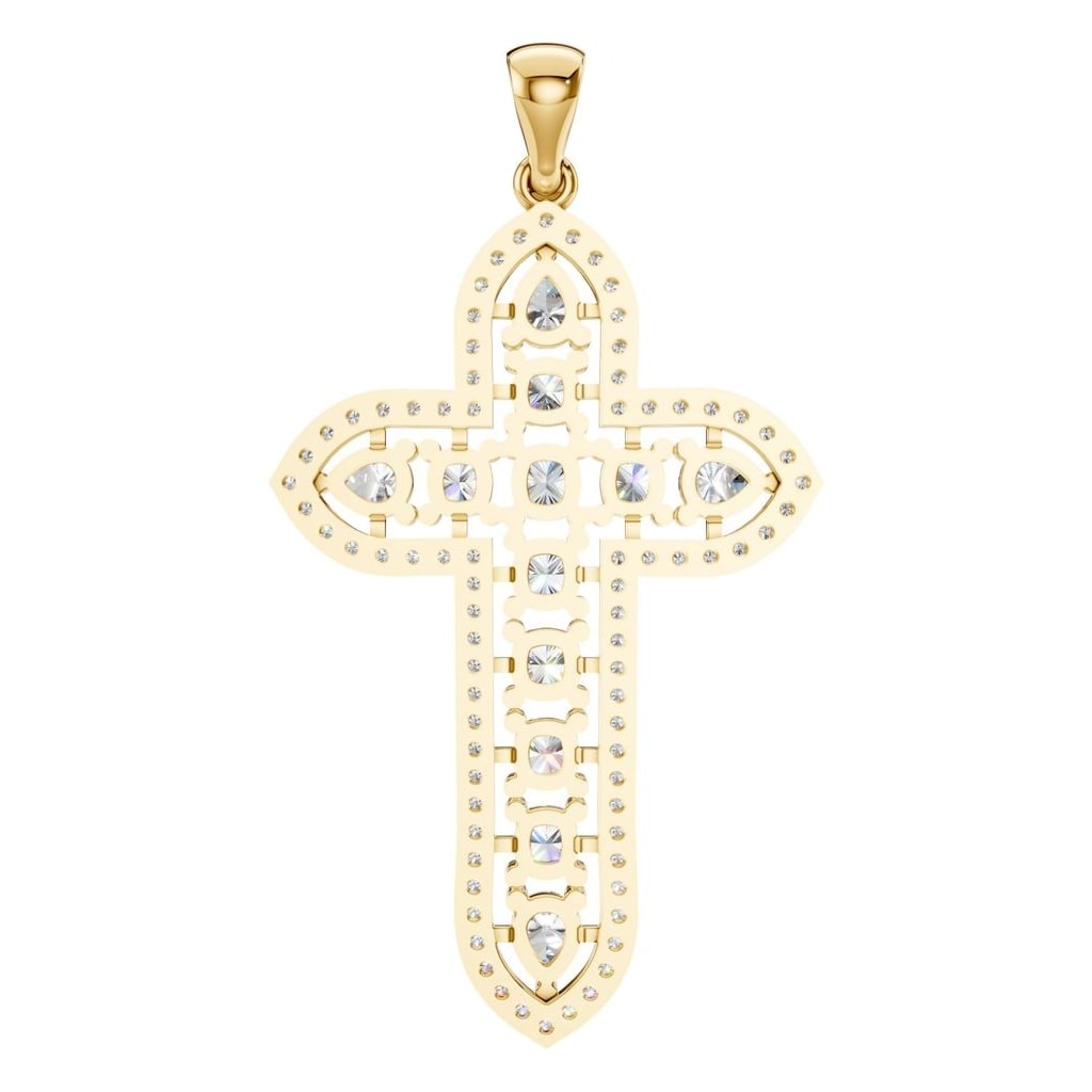 THE ZIOR PE-0644 Cushion Cross – Gelbgold mit Diamantbesatz