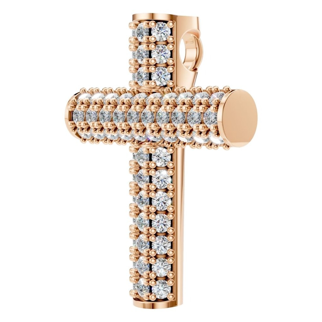 THE ZIOR PE-1518 Round Cross – Roségold mit Diamantbesatz