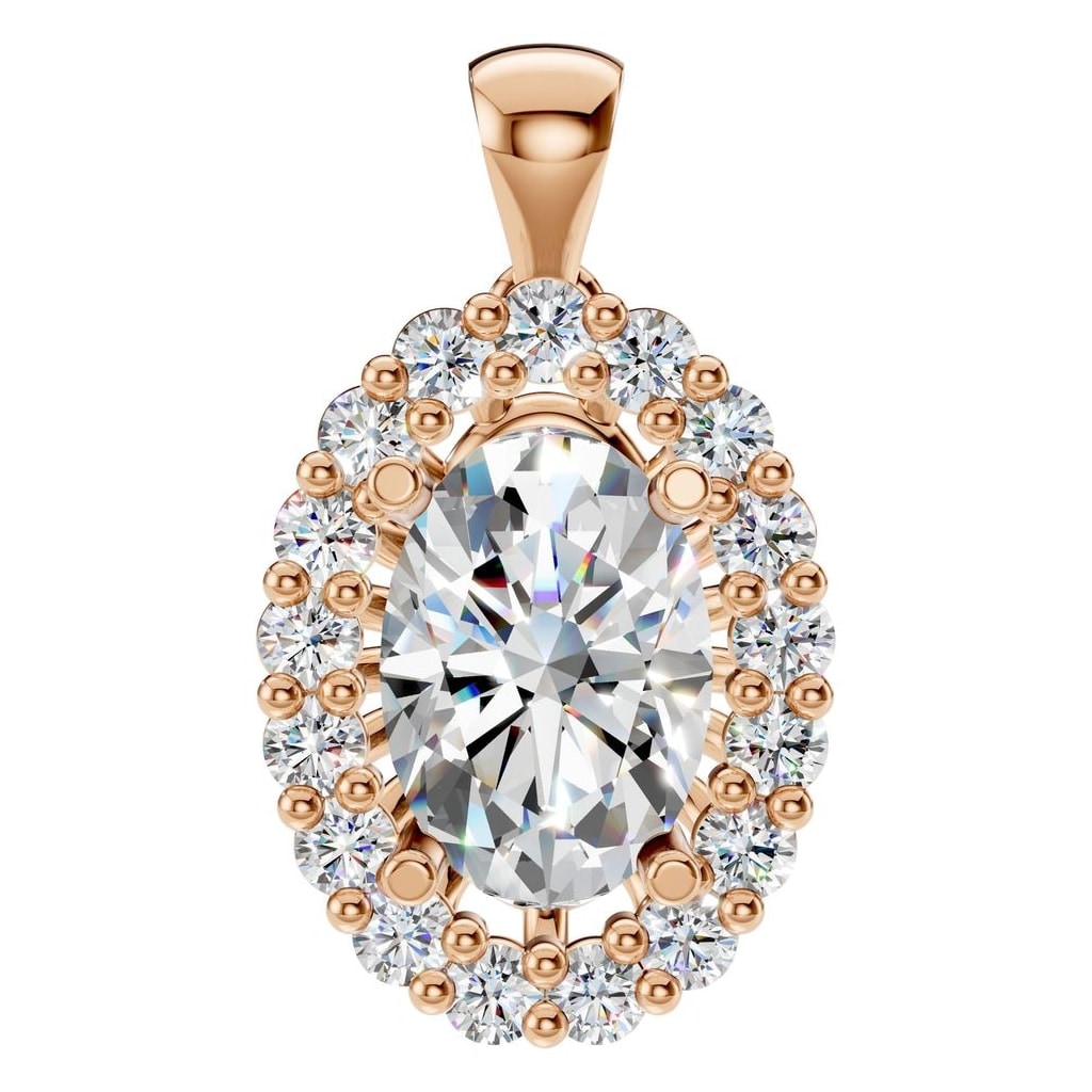 THE ZIOR PE-3656 Oval Halo – Roségold mit Diamantbesatz