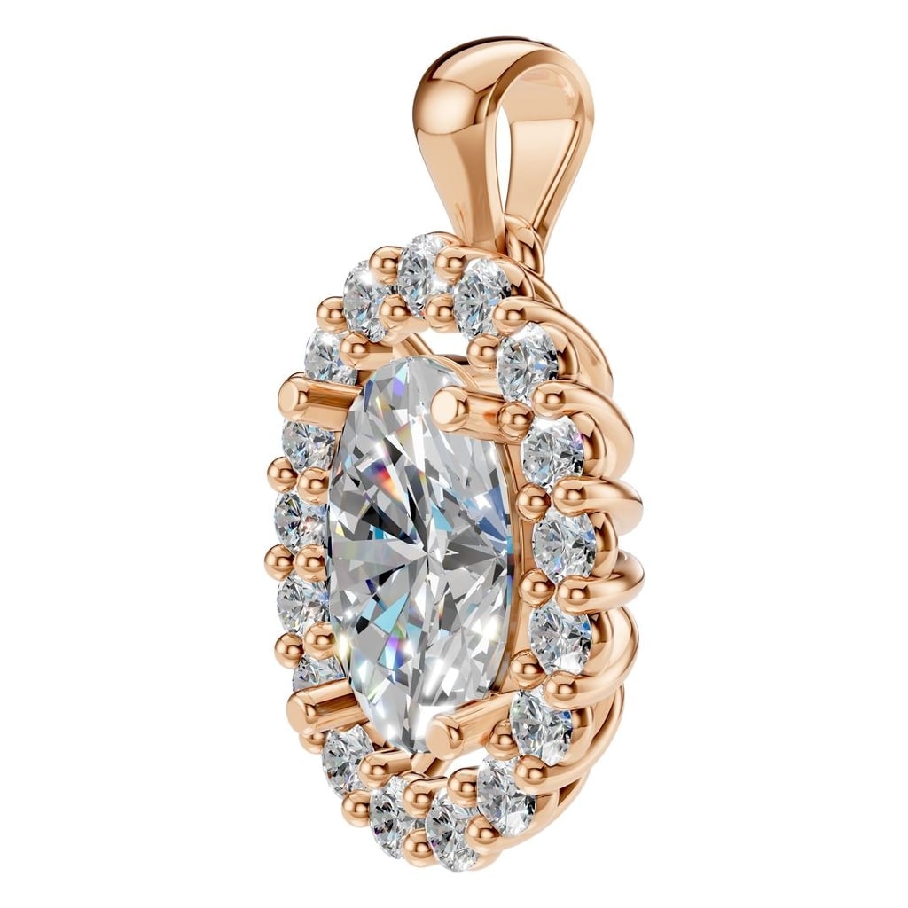 THE ZIOR PE-3656 Oval Halo – Roségold mit Diamantbesatz