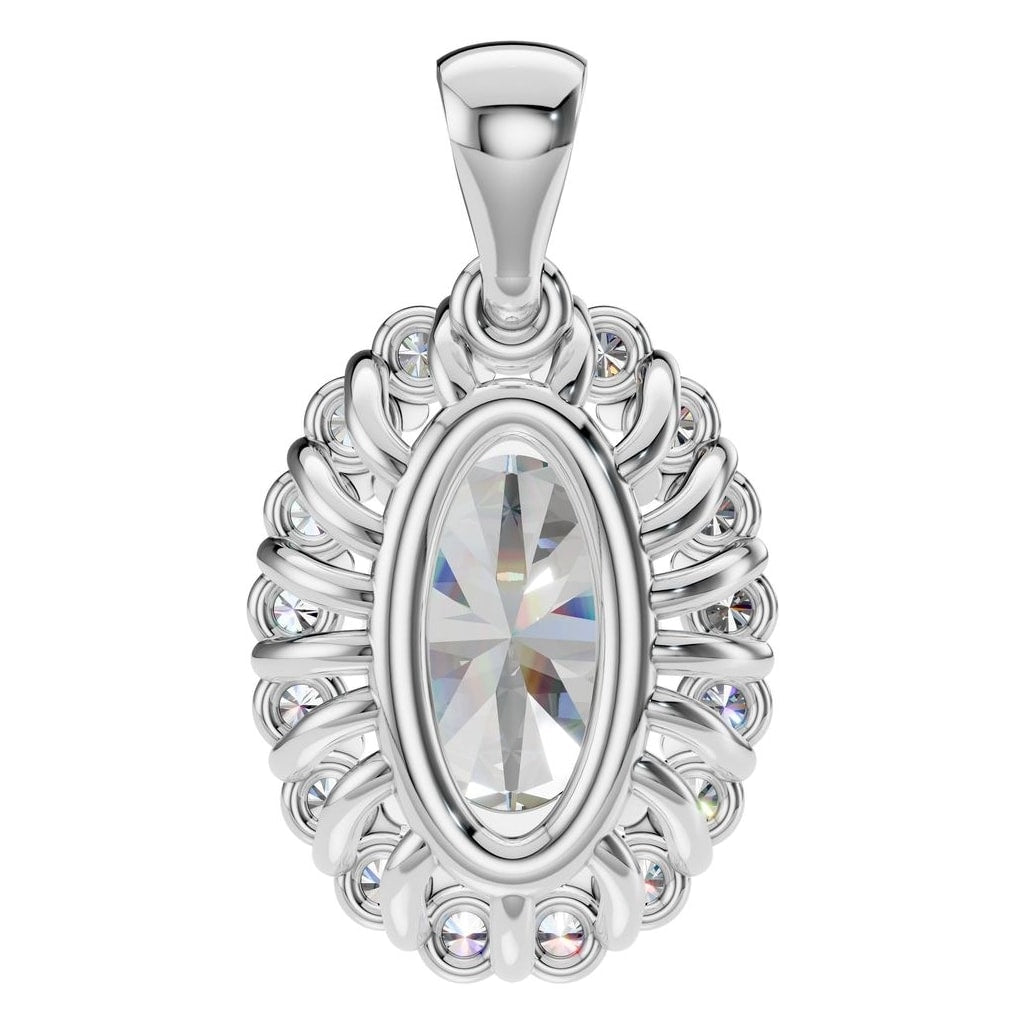 THE ZIOR PE-3656 Oval Halo – Weißgold mit Diamantbesatz