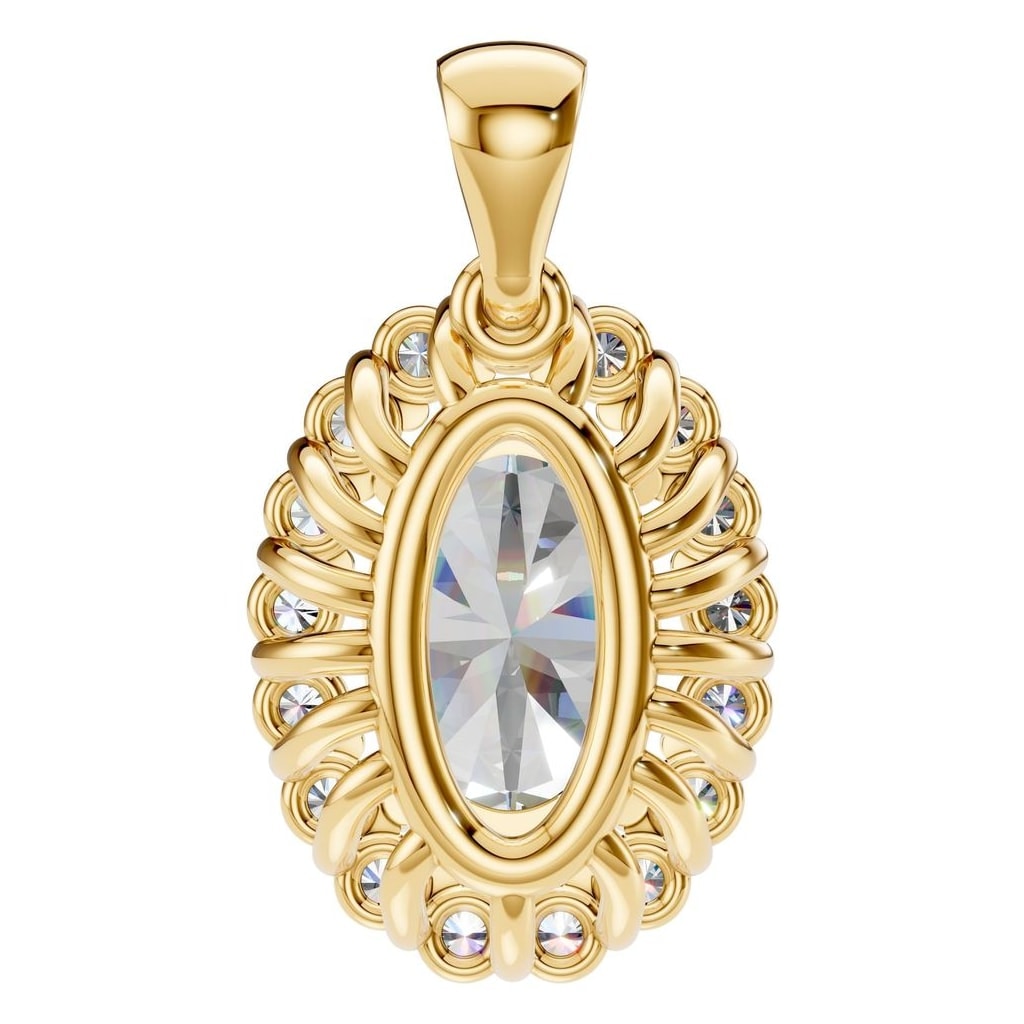 THE ZIOR PE-3656 Oval Halo – Gelbgold mit Diamantbesatz
