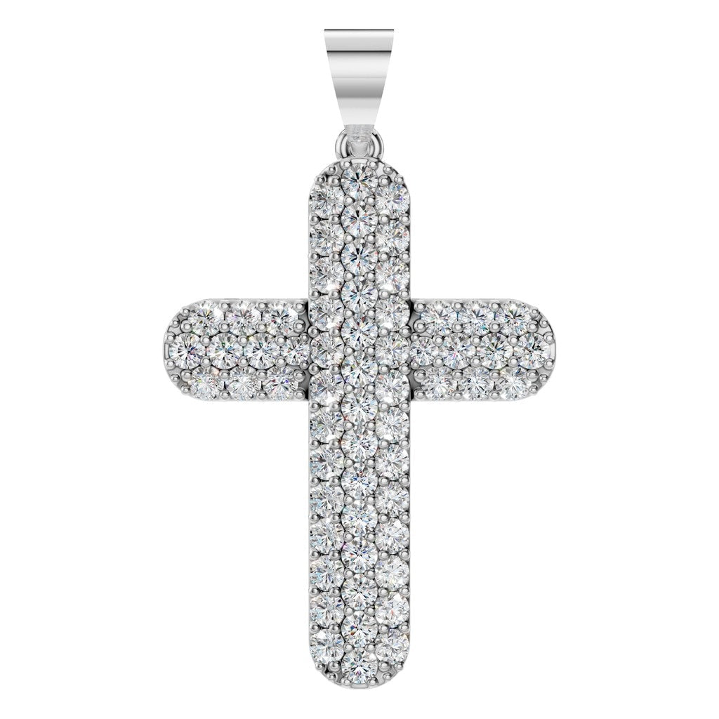 THE ZIOR PE-5179 Round Cross – Weißgold mit Diamantbesatz
