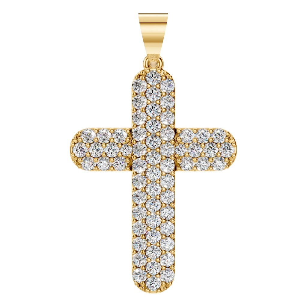 THE ZIOR PE-5179 Round Cross – Gelbgold mit Diamantbesatz