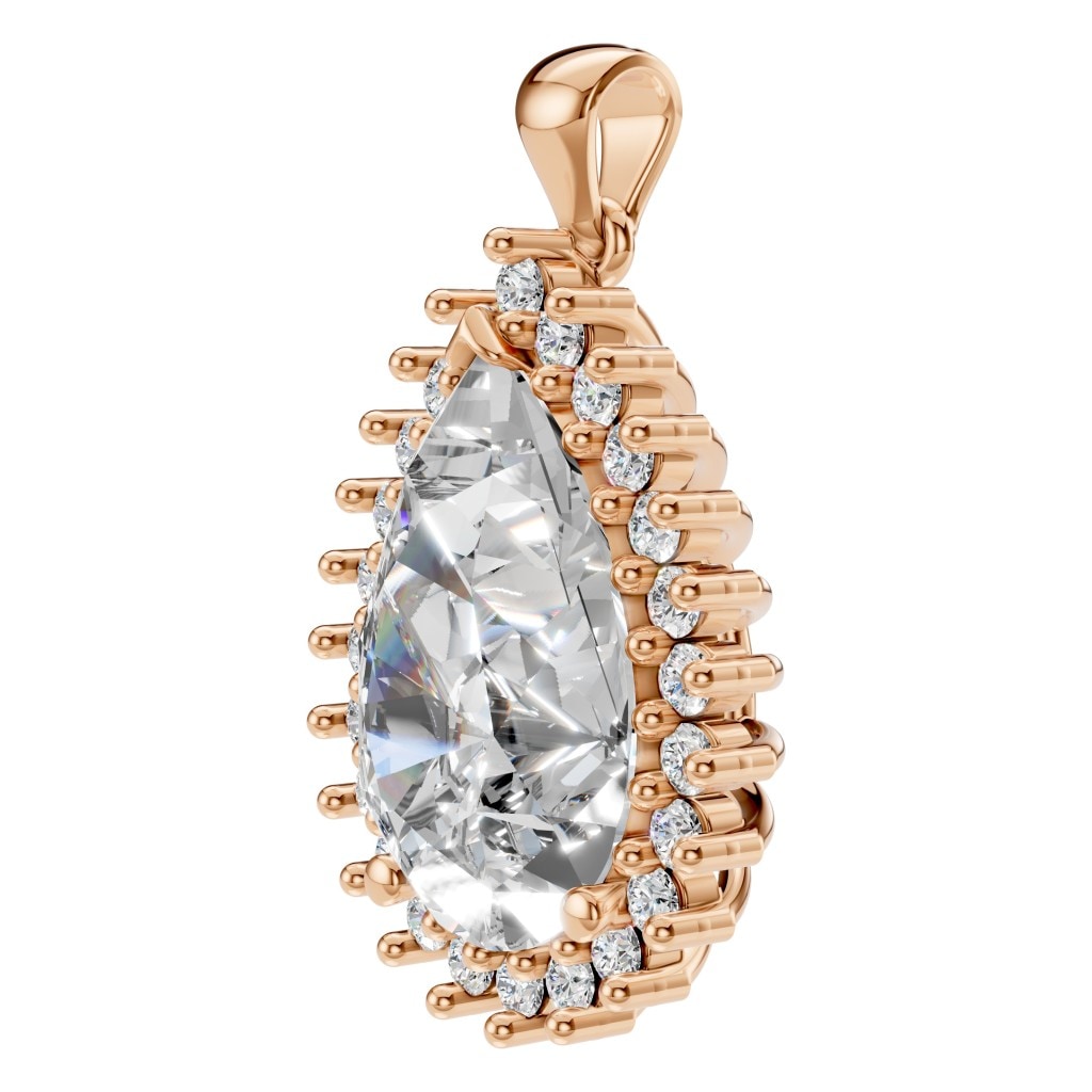THE ZIOR PE-5895 Pear Split Shank Halo – Roségold mit Diamantbesatz