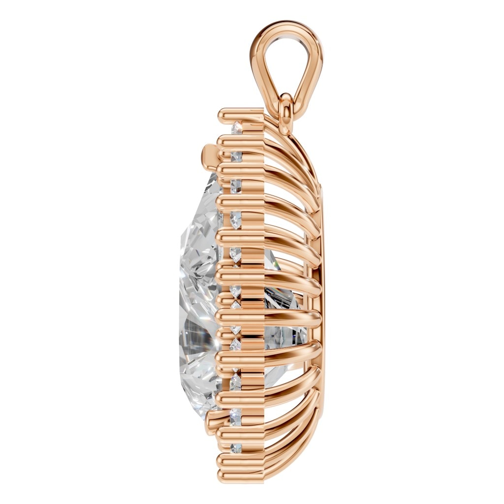 THE ZIOR PE-5895 Pear Split Shank Halo – Roségold mit Diamantbesatz
