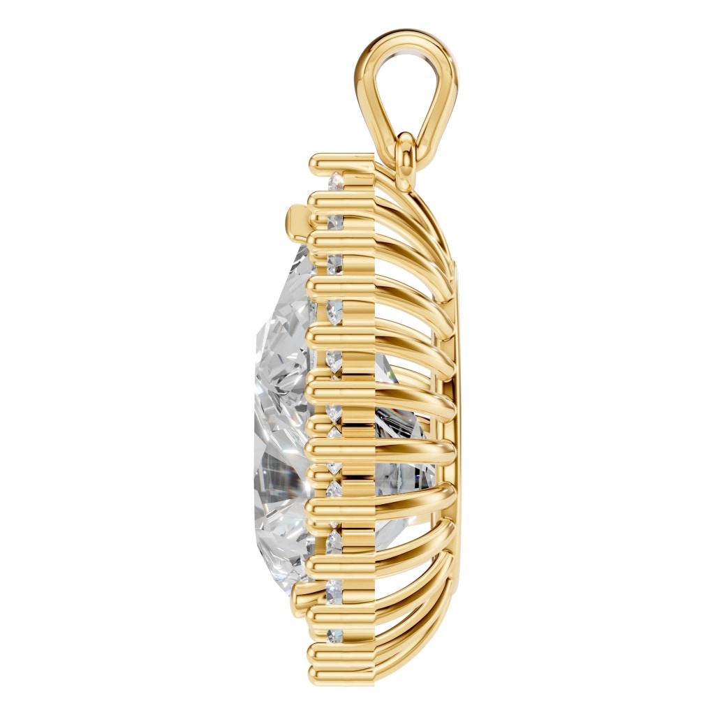 THE ZIOR PE-5895 Pear Split Shank Halo – Gelbgold mit Diamantbesatz
