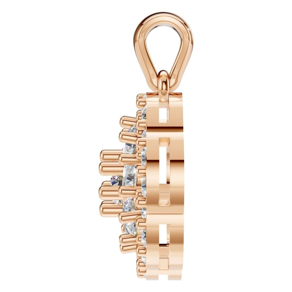 THE ZIOR PE-7689 Round Cluster – Roségold mit Diamantbesatz