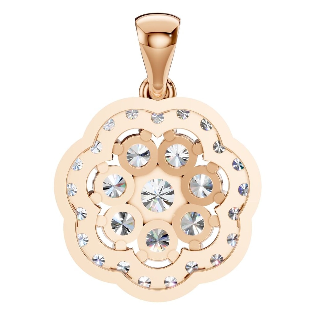 THE ZIOR PE-7689 Round Cluster – Roségold mit Diamantbesatz