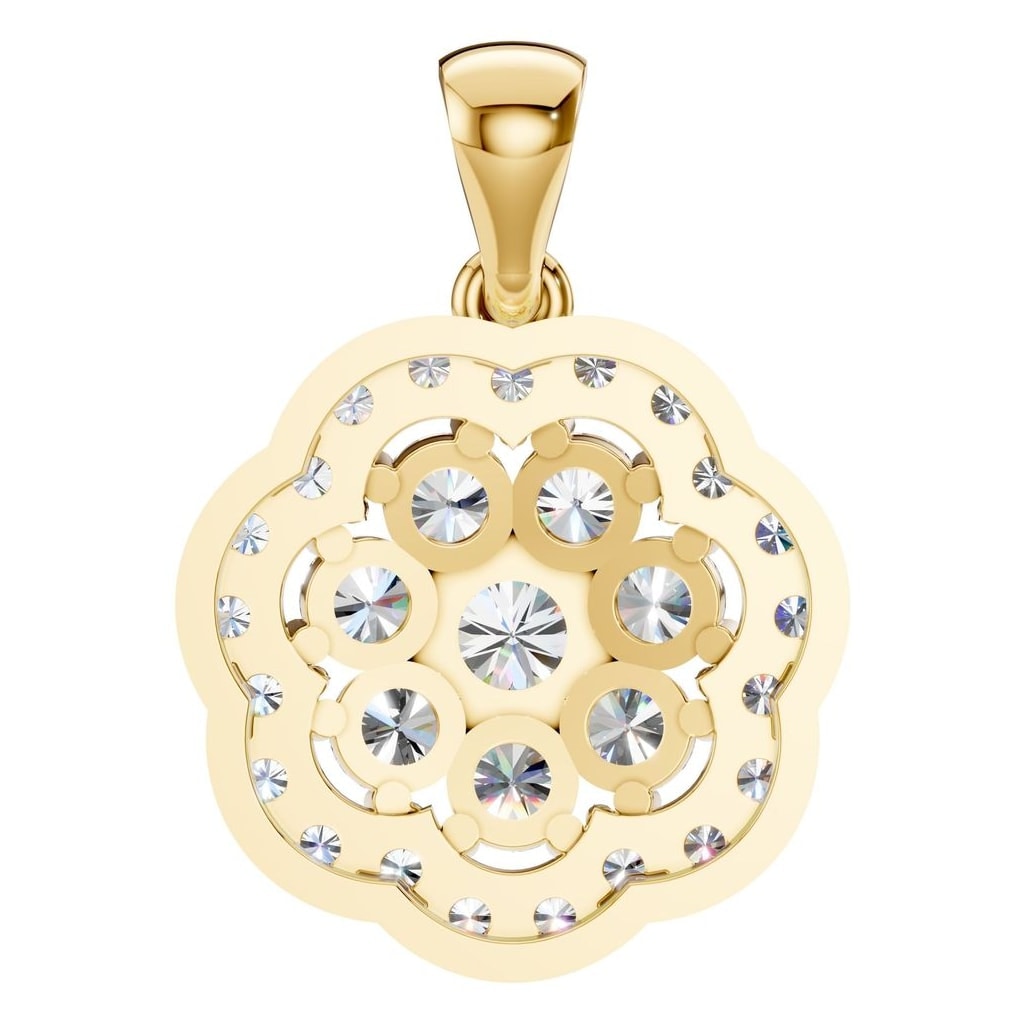 THE ZIOR PE-7689 Round Cluster – Gelbgold mit Diamantbesatz