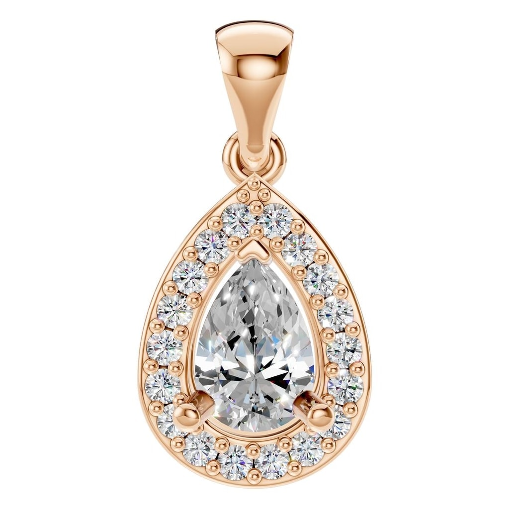 THE ZIOR PE-8165 Pear Halo – Roségold mit Diamantbesatz