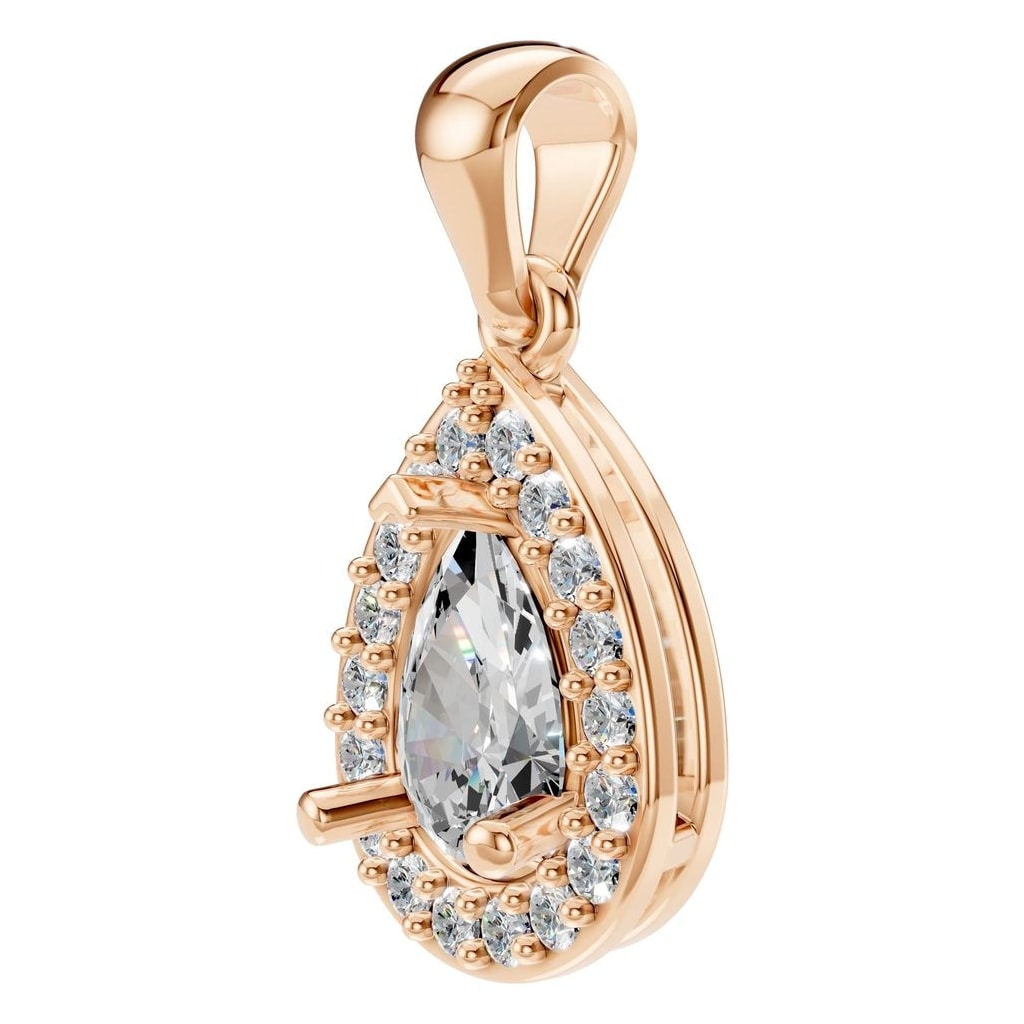 THE ZIOR PE-8165 Pear Halo – Roségold mit Diamantbesatz