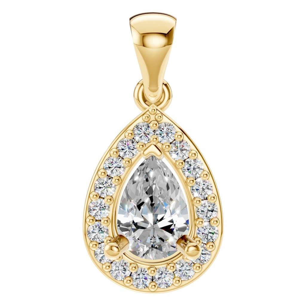 THE ZIOR PE-8165 Pear Halo – Gelbgold mit Diamantbesatz