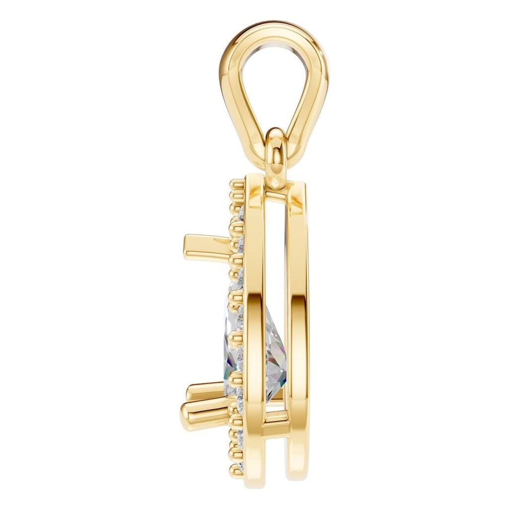 THE ZIOR PE-8165 Pear Halo – Gelbgold mit Diamantbesatz