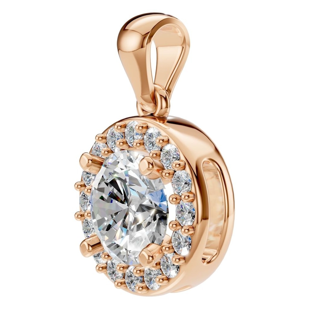 THE ZIOR PE-8623 Round Halo – Roségold mit Diamantbesatz