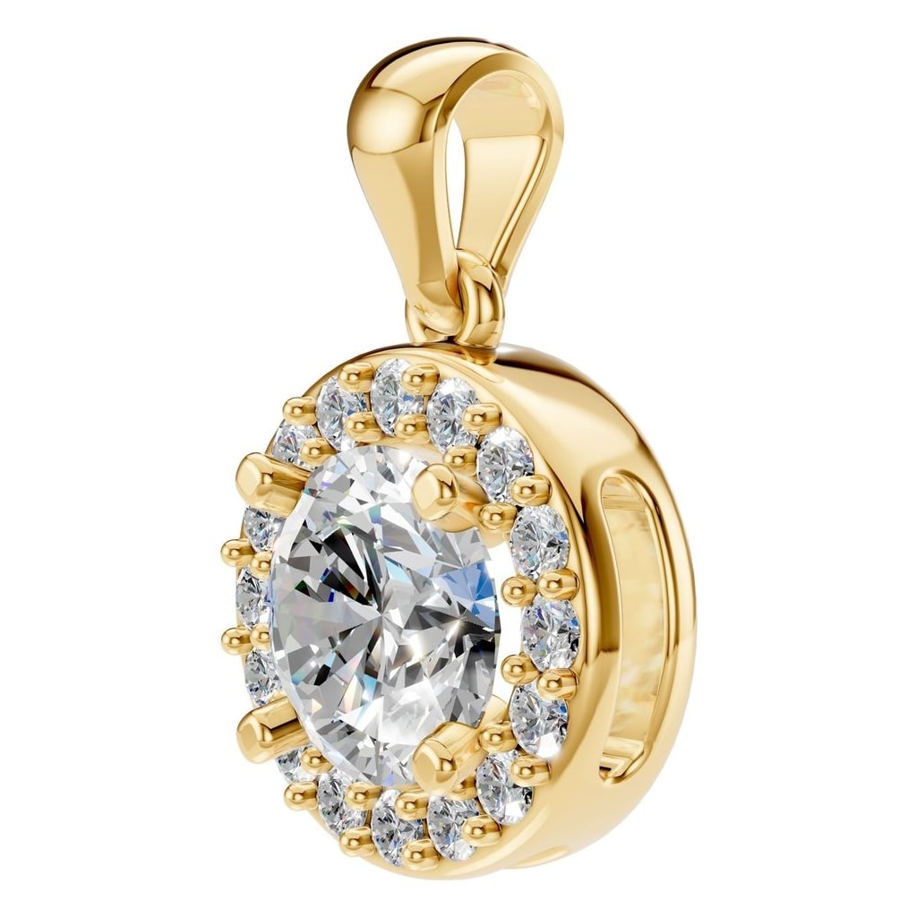 THE ZIOR PE-8623 Round Halo – Gelbgold mit Diamantbesatz