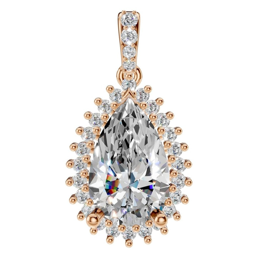 THE ZIOR PE-8683 Pear Halo – Roségold mit Diamantbesatz