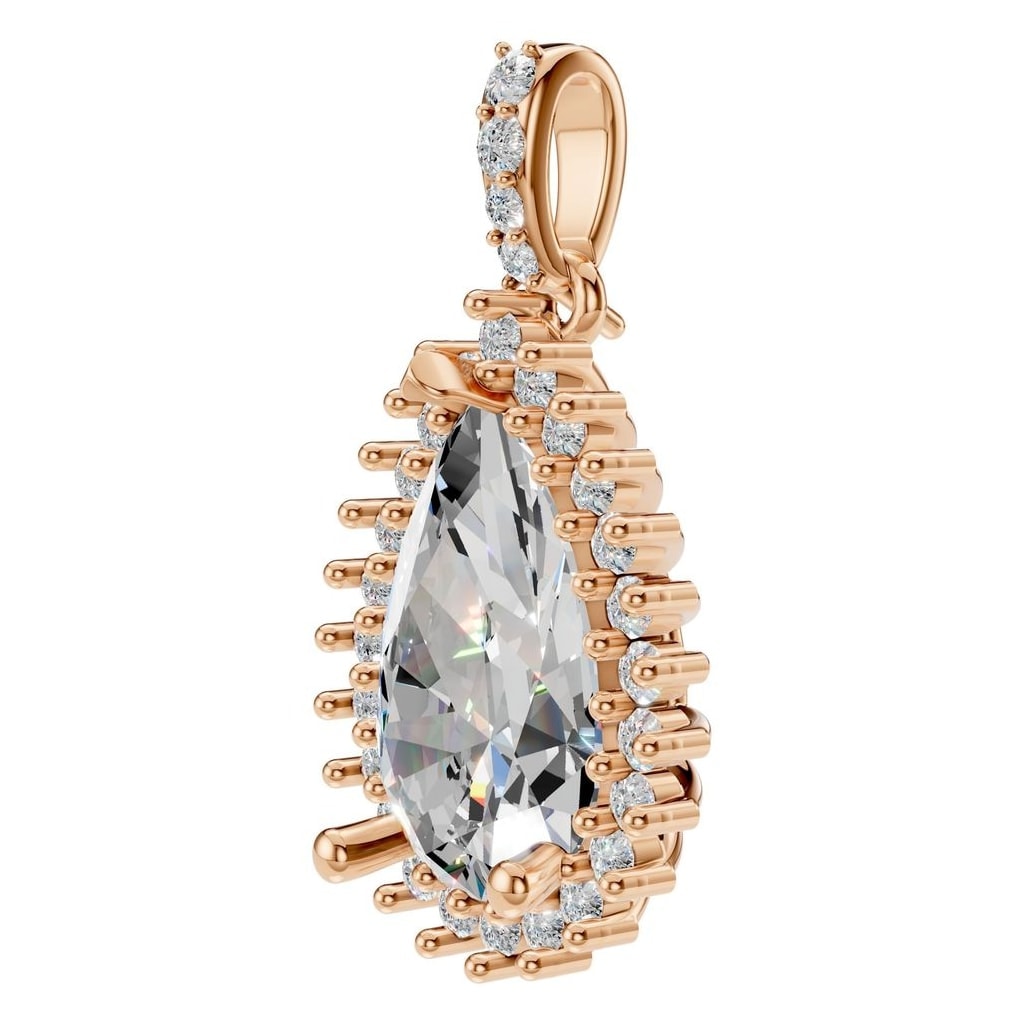 THE ZIOR PE-8683 Pear Halo – Roségold mit Diamantbesatz
