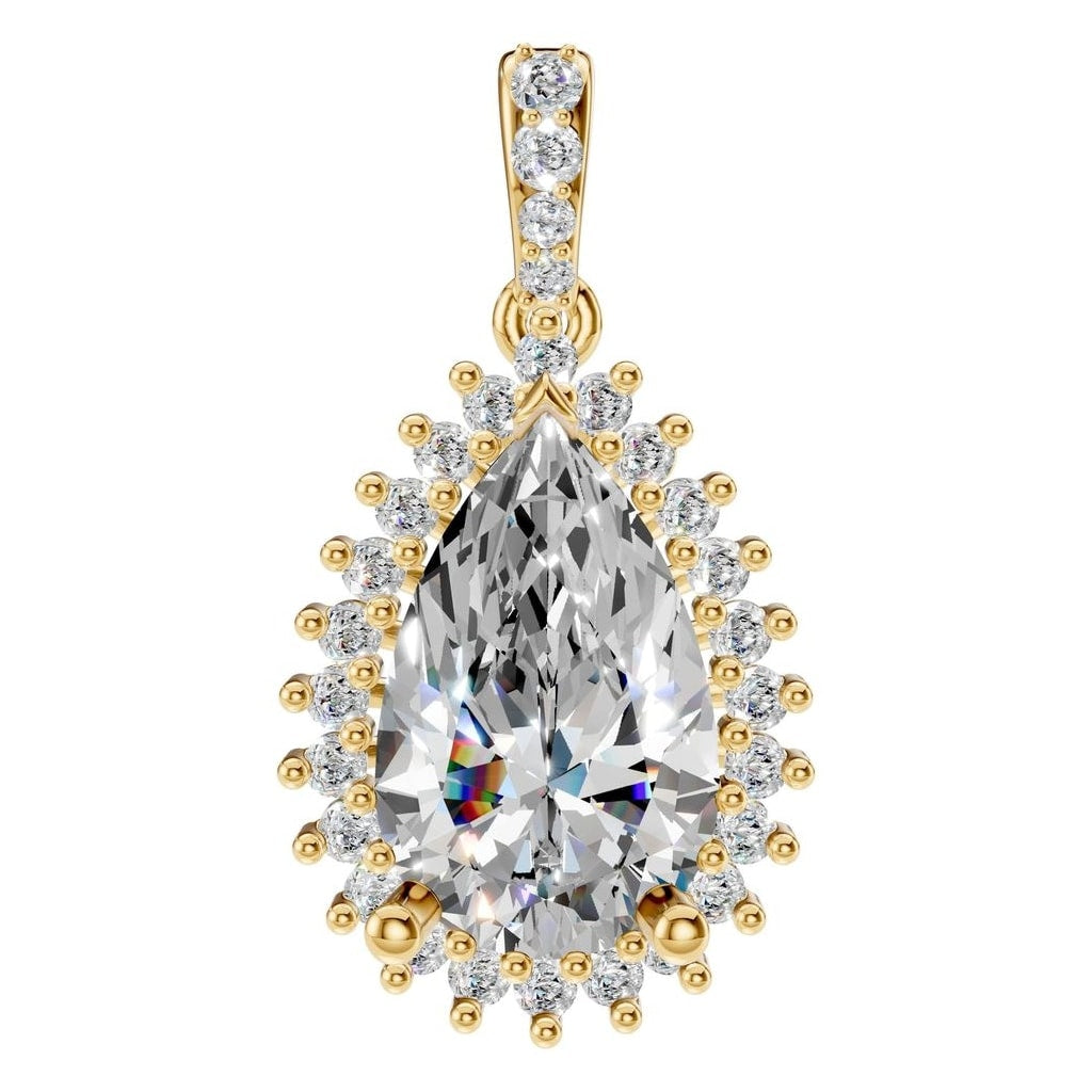 THE ZIOR PE-8683 Pear Halo – Gelbgold mit Diamantbesatz