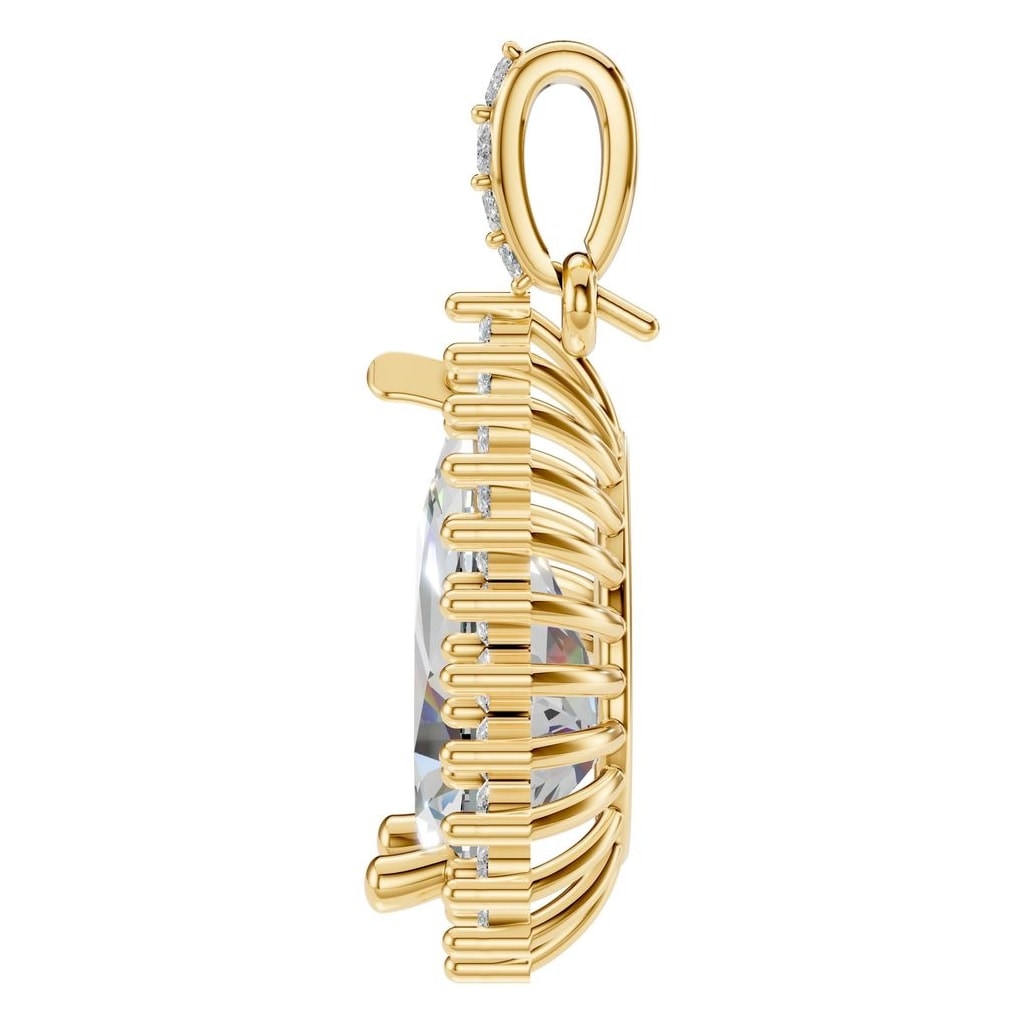 THE ZIOR PE-8683 Pear Halo – Gelbgold mit Diamantbesatz