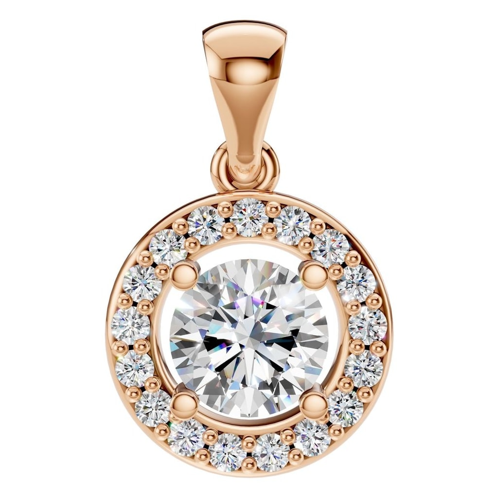 THE ZIOR PE-8896 Round Halo – Roségold mit Diamantbesatz