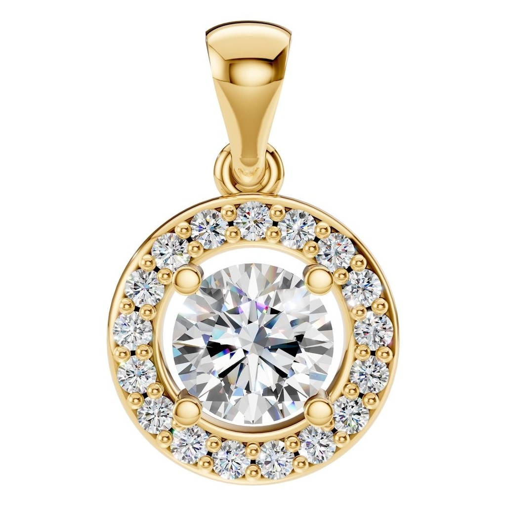 THE ZIOR PE-8896 Round Halo – Gelbgold mit Diamantbesatz