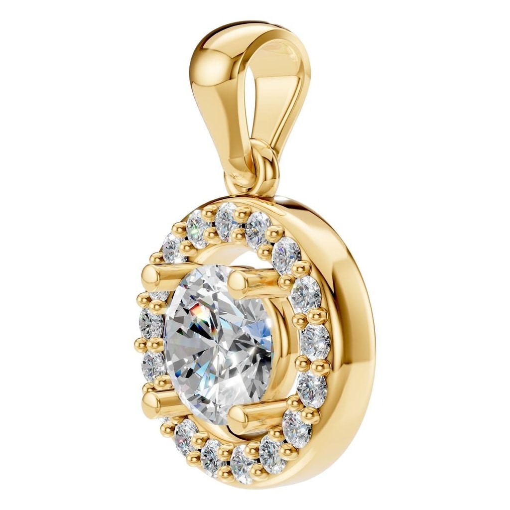 THE ZIOR PE-8896 Round Halo – Gelbgold mit Diamantbesatz