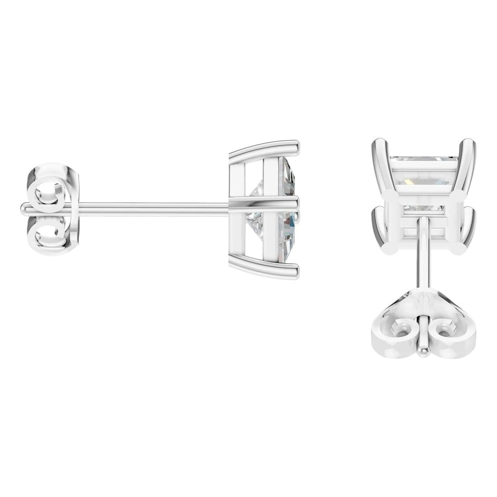 THE ZIOR EA-3278 – Princess-Schliff, Weißgold, Seitenansicht, Designvisualisierung mit Steinbesatz