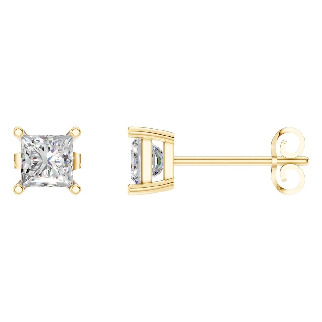 THE ZIOR EA-3278 – Princess-Schliff, Gelbgold, Hauptansicht, Designvisualisierung mit Steinbesatz