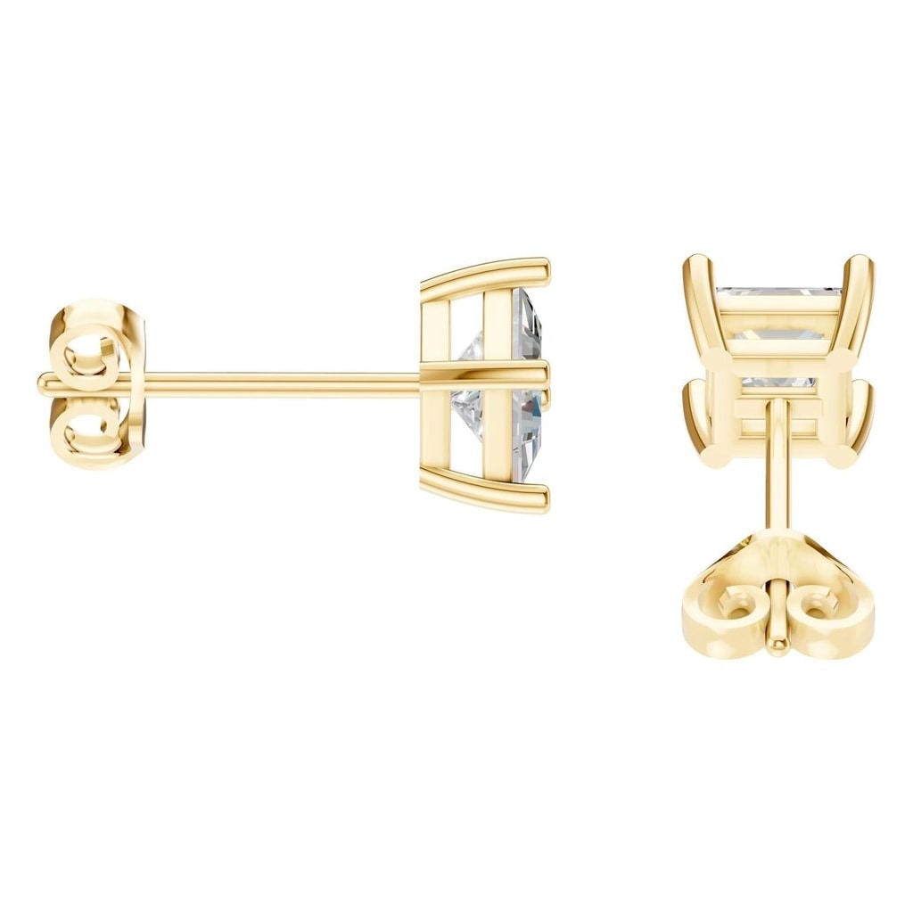 THE ZIOR EA-3278 – Princess-Schliff, Gelbgold, Seitenansicht, Designvisualisierung mit Steinbesatz