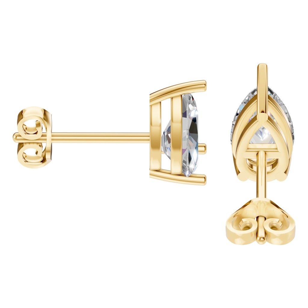 THE ZIOR EA-4291 – Tropfenschliff, Gelbgold, Seitenansicht, Designvisualisierung mit Steinbesatz