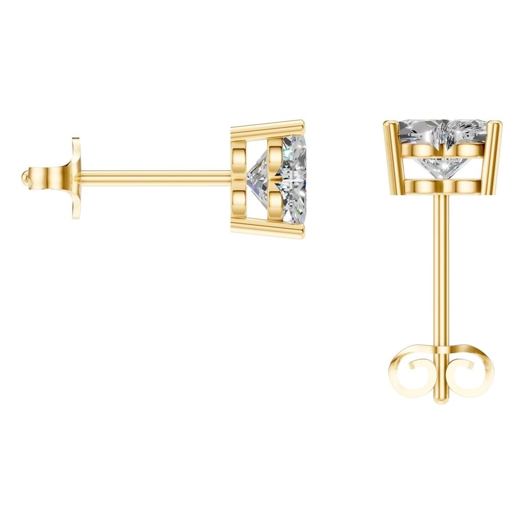 THE ZIOR EA-8133 – Herzschliff, Gelbgold, Rückansicht, Designvisualisierung mit Steinbesatz