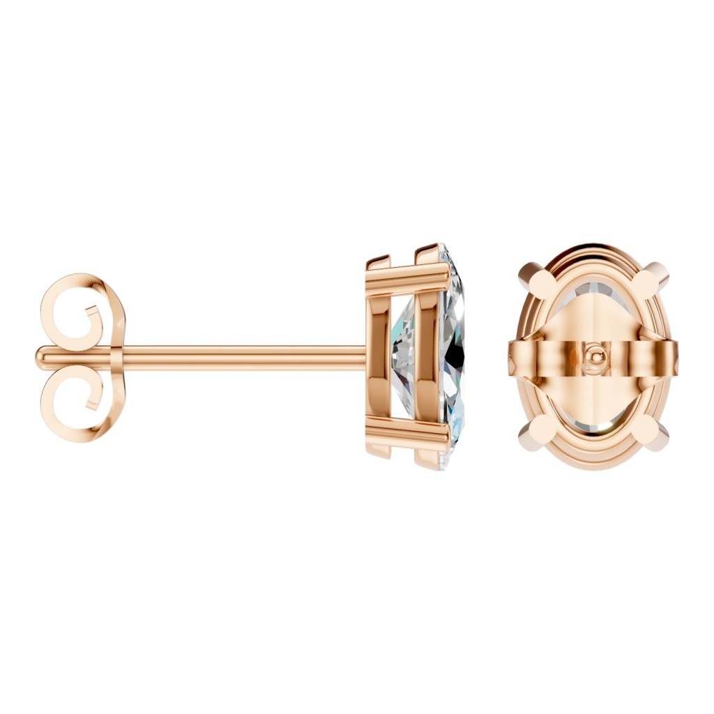 THE ZIOR EA-8196 – Ovalschliff, Roségold, Schrägansicht, Designvisualisierung mit Steinbesatz