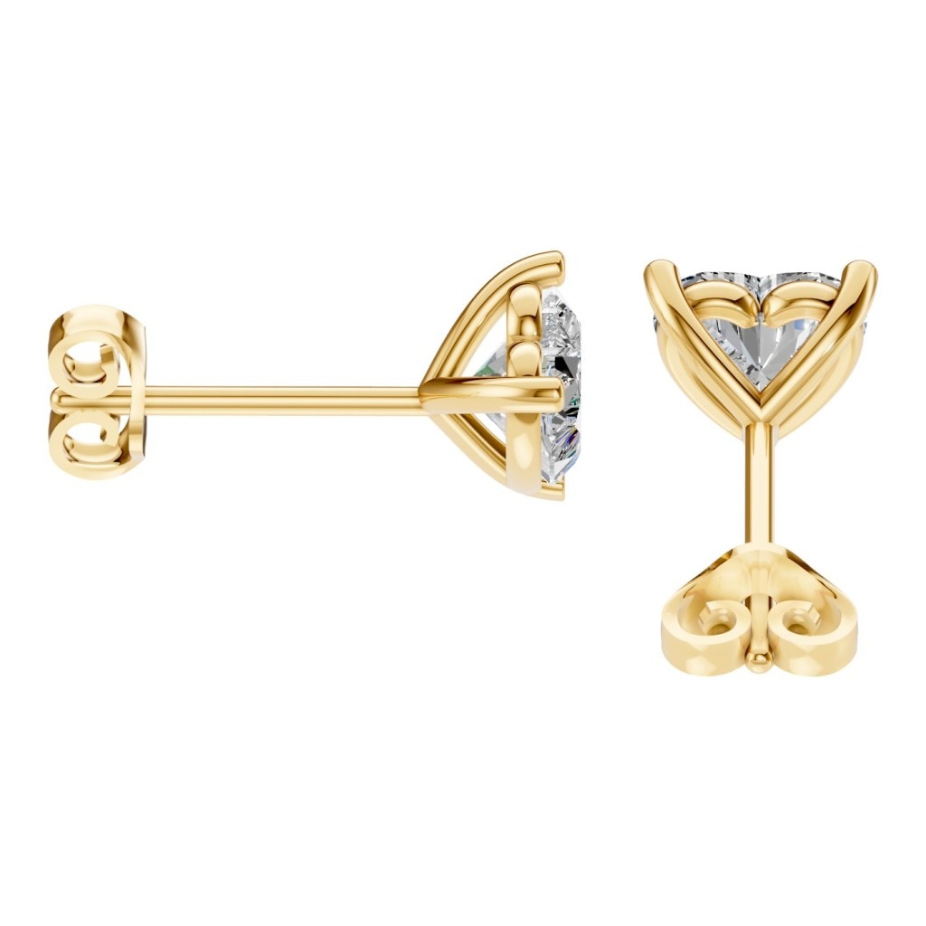 THE ZIOR EA-8975 – Herzschliff, Gelbgold, Seitenansicht, Designvisualisierung mit Steinbesatz